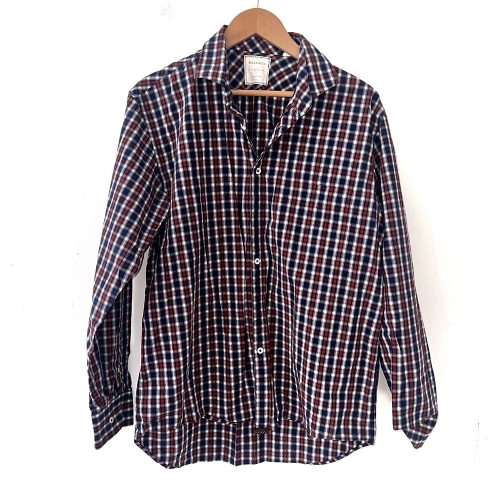 Billy Reid Men’s Blue Red Plaid Button Down Shirt Large